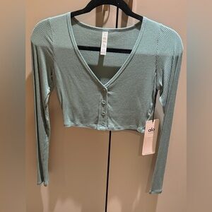 ALO Yoga Women's Ribbed Crop Top - Mint Green